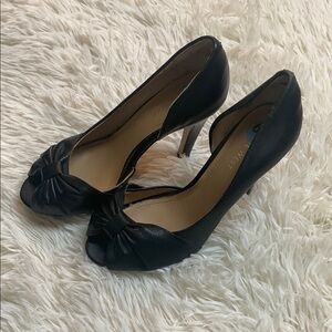 Black Peep-Toe Heels